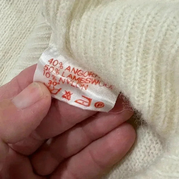 Diana desegnata da ITALY Lambswool/Angora Cream Butterfly Arm Sweater Women’s XS - Picture 5 of 6